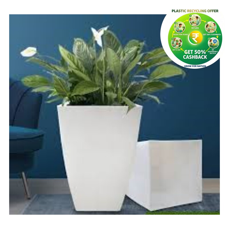 New York Tower Pot | Decorative Plastic Planter | 13 Inch