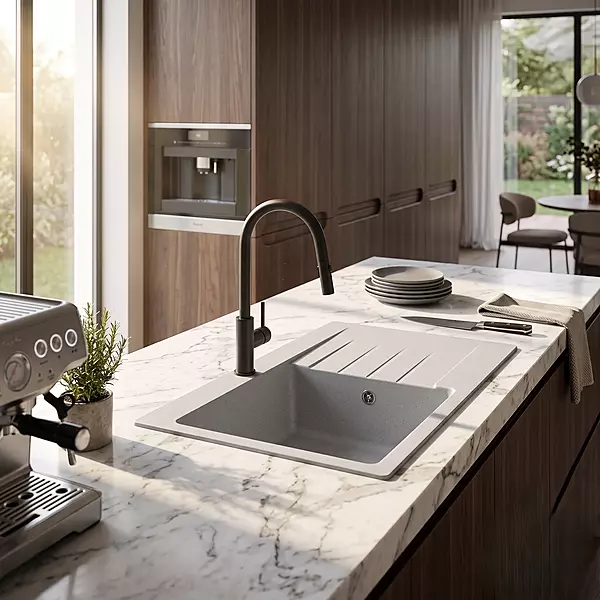 Quartz Pro Drain Board Sink (Smokey Grey)