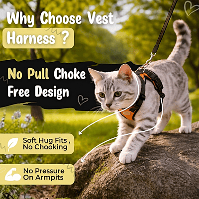 Cat NO-PULL with Leash Harness (Mesh)-gray-S Cat NO-PULL with Leash Harness (Mesh)-gray-S