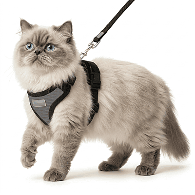 Cat NO-PULL with Leash Harness (Mesh)-gray-S Cat NO-PULL with Leash Harness (Mesh)-gray-S