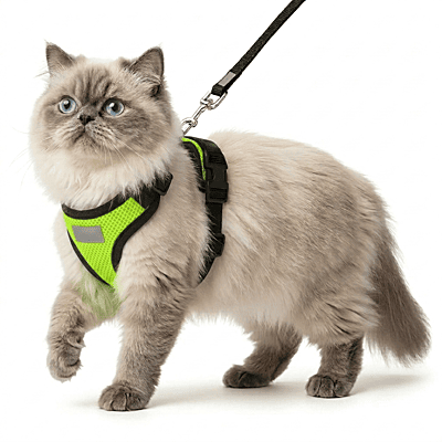 Cat NO-PULL with Leash Harness (Mesh)-green-S Cat NO-PULL with Leash Harness (Mesh)-green-S