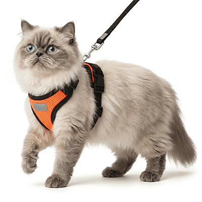 Cat NO-PULL with Leash Harness (Mesh)-orange-S