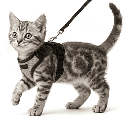 Cat NO-PULL with Leash Harness (Mesh)-Gray-XXS Cat NO-PULL with Leash Harness (Mesh)-Gray-XXS