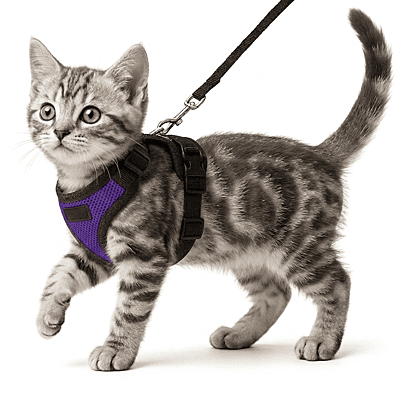 Cat NO-PULL with Leash Harness (Mesh)-Purple-XS Cat NO-PULL with Leash Harness (Mesh)-Purple-XS