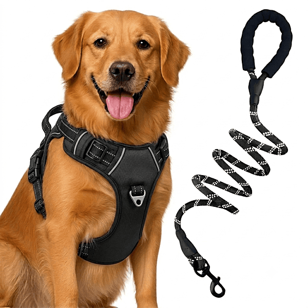 Premium No-Pull Dog Harness with Leash- L-Black Premium No-Pull Dog Harness with Leash- L-Black