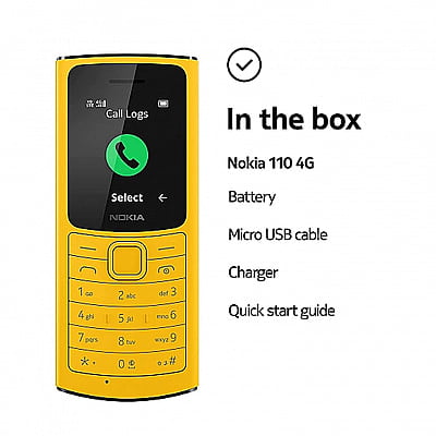 Nokia 110 4G with Volte HD Calls, Up to 32GB External Memory, FM Radio (Wired & Wireless Dual Mode), Games, Torch