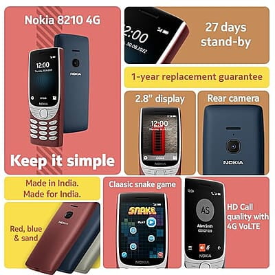 Nokia 8210 4G Volte keypad Phone with Dual SIM, Big Display, inbuilt MP3 Player & Wireless FM Radio