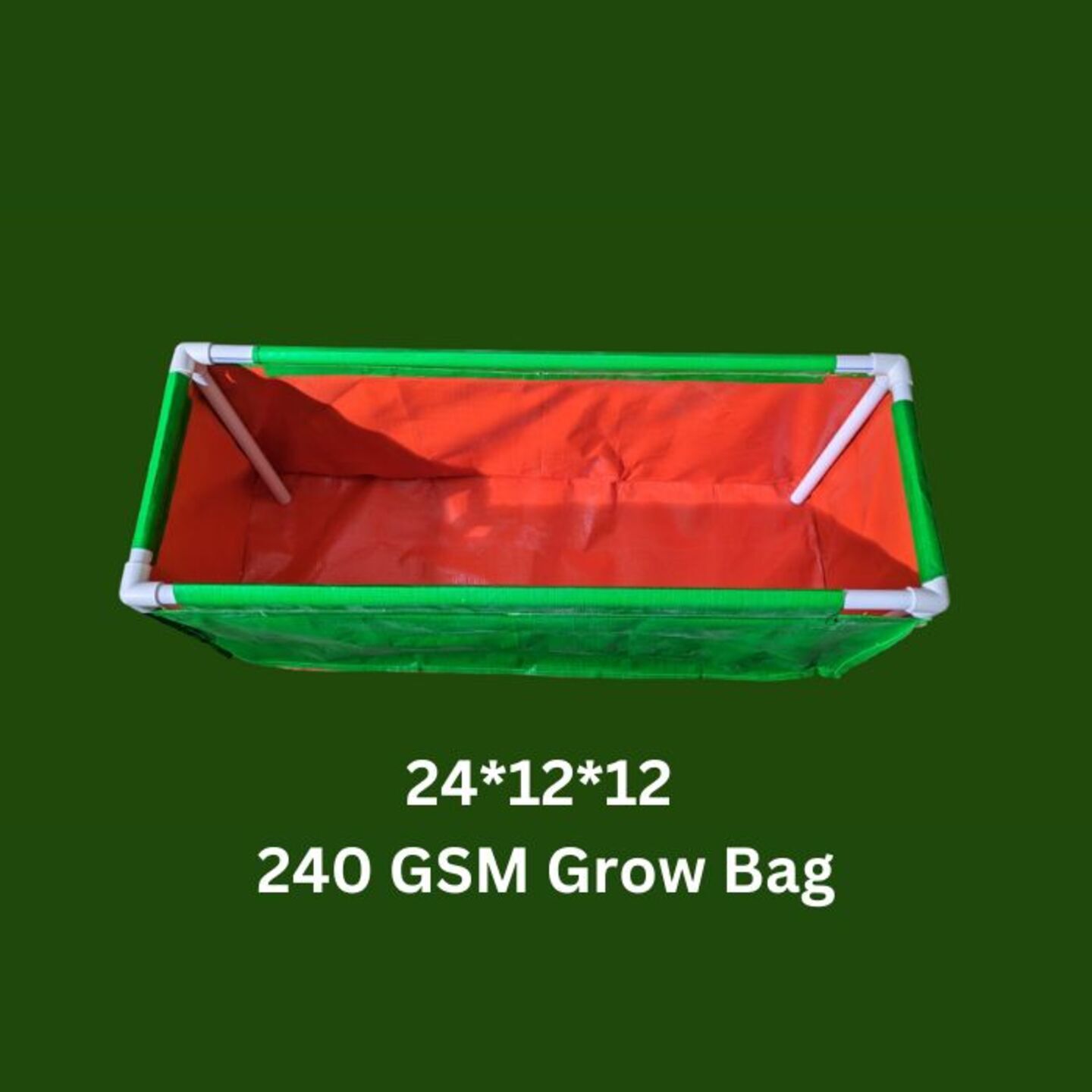 24 Inch * 12 Inch * 12Inch 260GSM Rectangular Grow Bag with UPvc Pipe Support