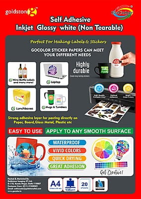 NON Tearable Film self Adhesive Inkjet A4 Size 210mm X 297mm) 20 Sheet