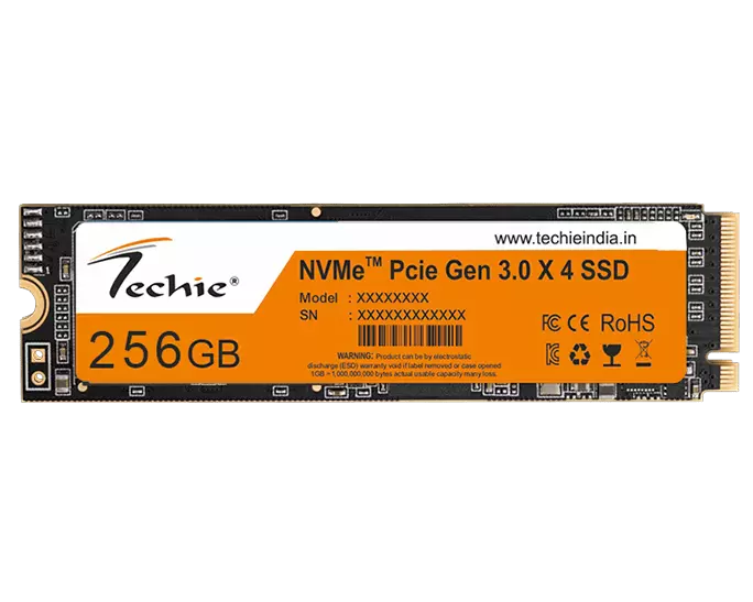 Techie 256GB NVMe Internal SSD Drive offers lightning-fast data transfer speeds, enhanced performance for gaming and multitasking, and reliable storage for your essential files and applications.