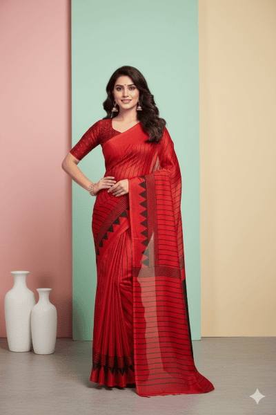 Aparna - Modal Silk Saree in Ajrakh Blouse SWS210