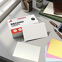 Pack of 100 White Ruled 6x4" Record Cards – Lined Study Index Cards for Notes, Revision