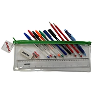 Stationery Filled Green Zip 13x5"" Pencil Case