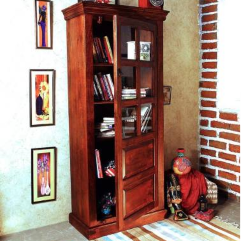 Woodenlia Mango Wood Bookcase with Door Woodenlia Mango Wood Bookcase with Door