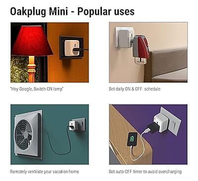 Oakter Wi-Fi Smart Plug for High Power Appliances (AC, Geyser, Motor, etc.) and for Low Power Appliances (Mobile & Laptop Chargers, TV, Kettle, etc.) Works with Alexa & Google Assistant