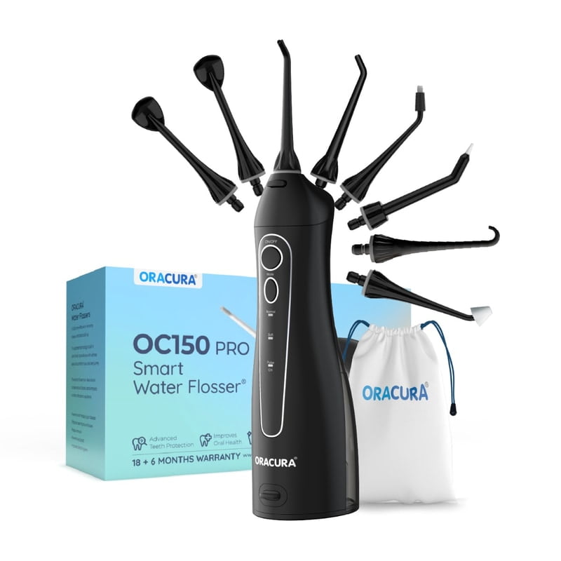 Oracura OC150 Dental PRO Smart Water Flosser Black – 150ml Rechargeable