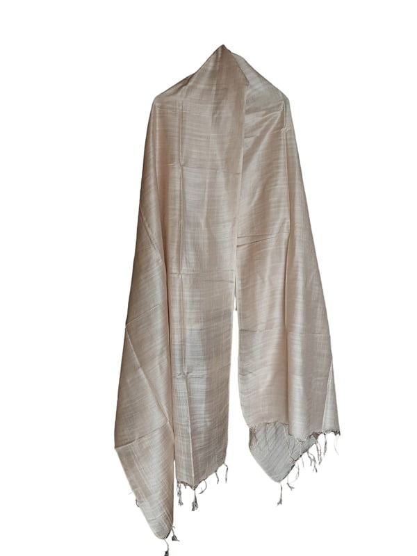 Beige Cotton Silk Solid Dupatta