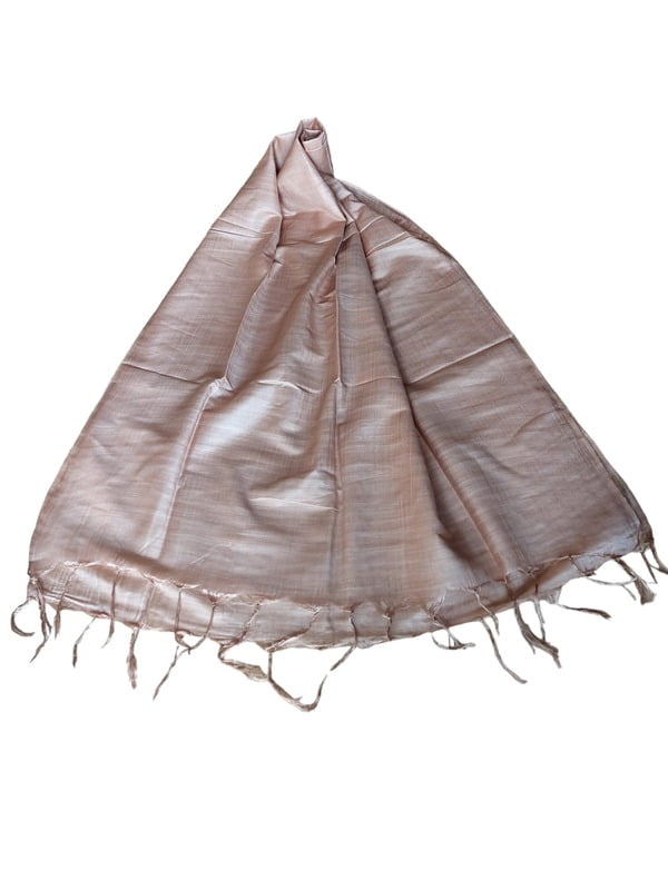 Beige Cotton Silk Solid Dupatta