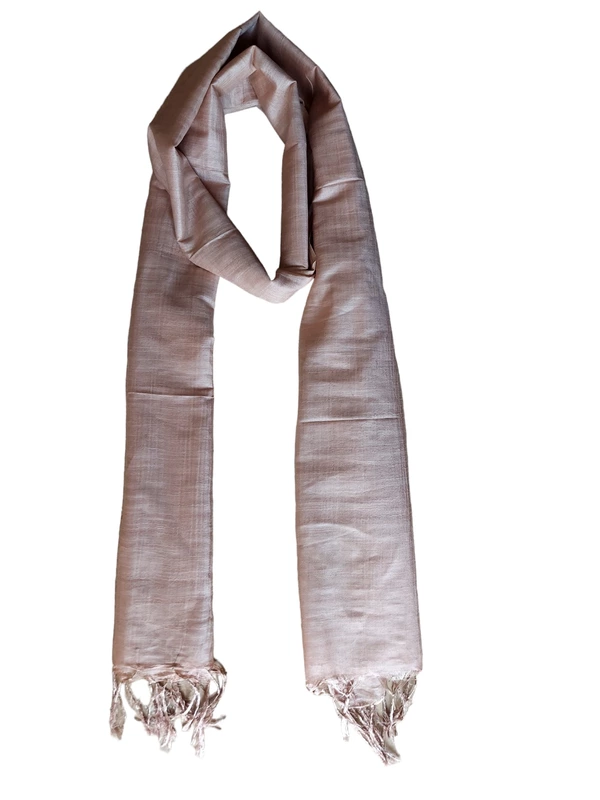 Beige Cotton Silk Solid Dupatta