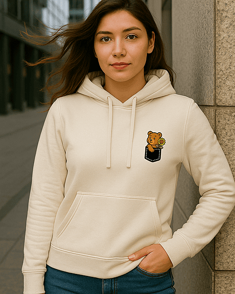 Unisex Off White Front Sunflower Graphic Printed All-Weather Hoodie