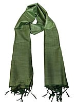 Olive Green Cotton Silk Solid Dupatta