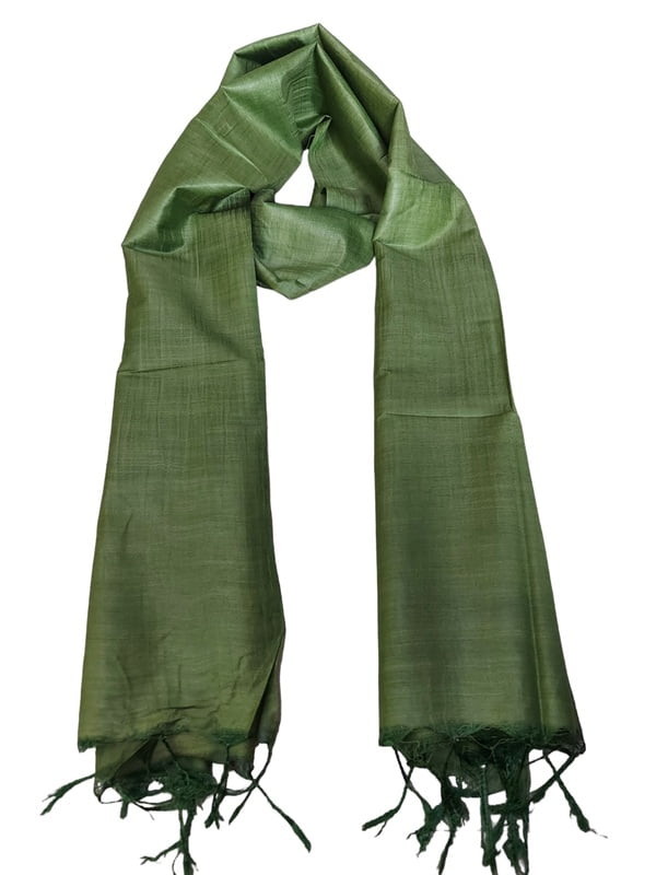 Olive Green Cotton Silk Solid Dupatta