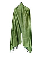 Olive Green Cotton Silk Solid Dupatta