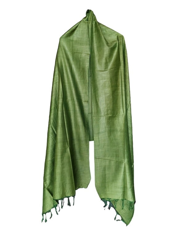 Olive Green Cotton Silk Solid Dupatta