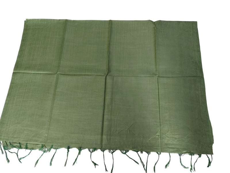 Olive Green Cotton Silk Solid Dupatta