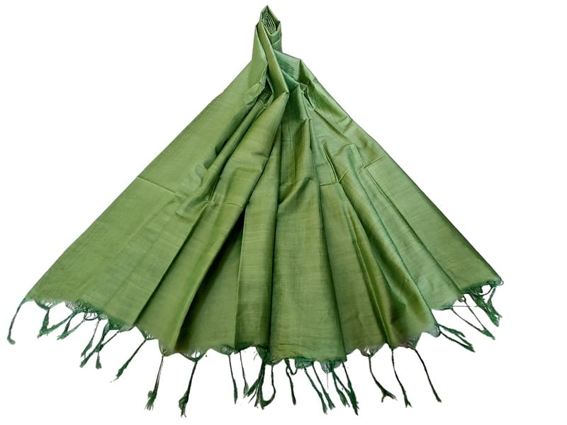 Olive Green Cotton Silk Solid Dupatta