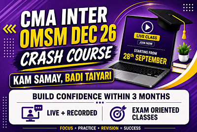 CMA Inter OMSM Crash Course By CA Satish Jalan & CA Satish Sureka for Dec 26
