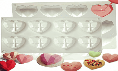Silicon Mold Diamond Cut Heart 8 Cavity