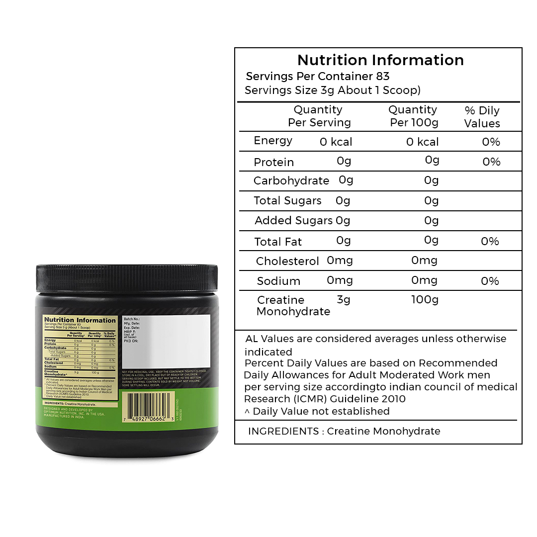 Optimum Nutrition (ON) Micronized Creatine Powder - 250 Gram