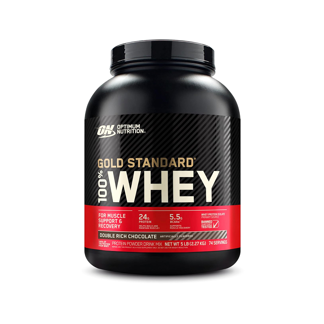 Optimum Nutrition (ON) Gold Standard 100% Whey Protein Powder - 5 lbs, 2.27 kg (Double Rich Chocolate)