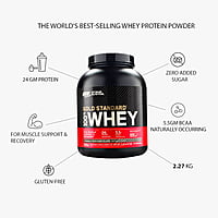 Optimum Nutrition (ON) Gold Standard 100% Whey Protein Powder 5 lb (+10% Extra), 2.5 kg (Vanilla Ice Cream)