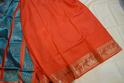 Orange 2000 buta pure katan silk Swarnachari saree