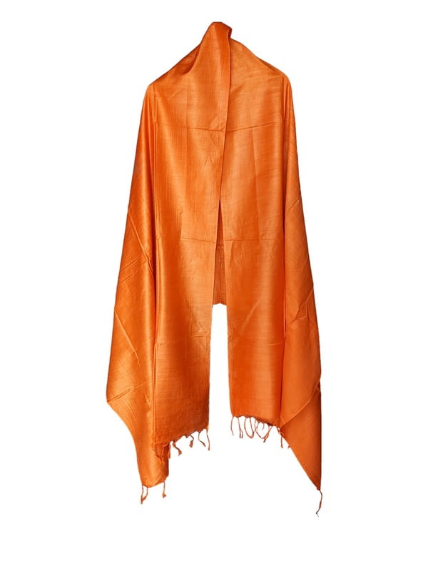 Orange Cotton Silk Solid Dupatta