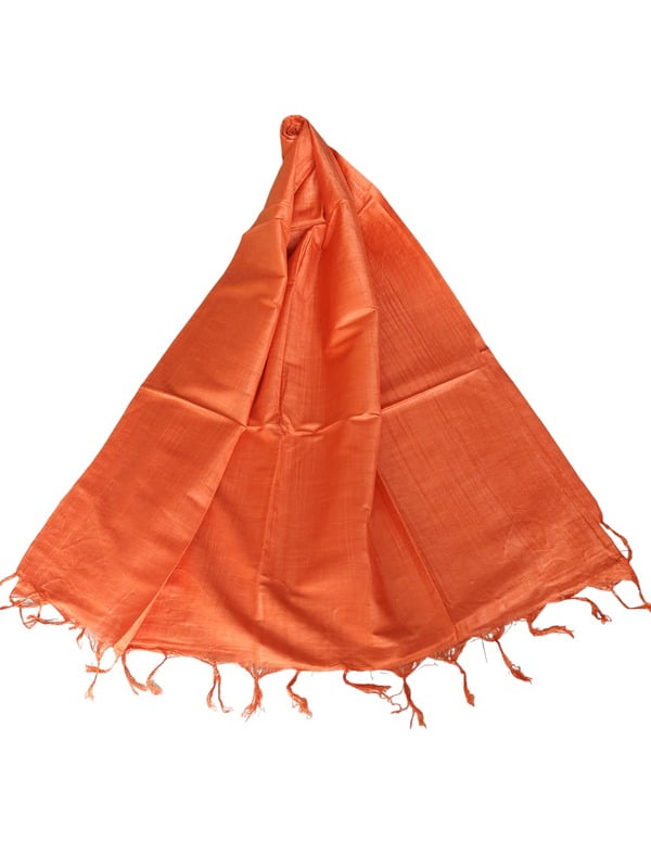 Orange Cotton Silk Solid Dupatta