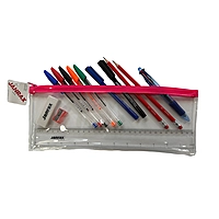 Stationery Filled Pink Zip 13x5"" Pencil Case