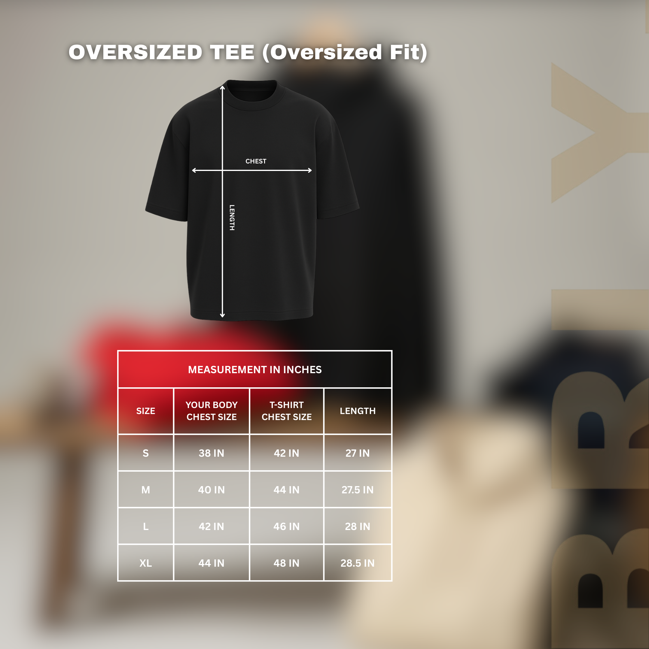 Unisex Red Inner Peace Embroidered Oversized Tee