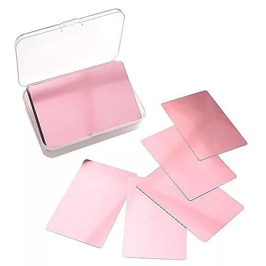 DIYAKON Pink Aluminium Business Cards for Laser Engraving, ATM Card Size, 0.2mm Thick, Metallic Finish, 100 Pcs