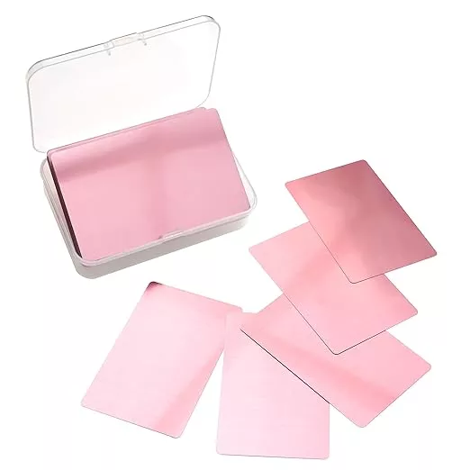DIYAKON Pink Aluminium Business Cards for Laser Engraving, ATM Card Size, 0.2mm Thick, Metallic Finish, 100 Pcs