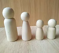 Channapatna Toys Peg Dolls – Wood Unfinished