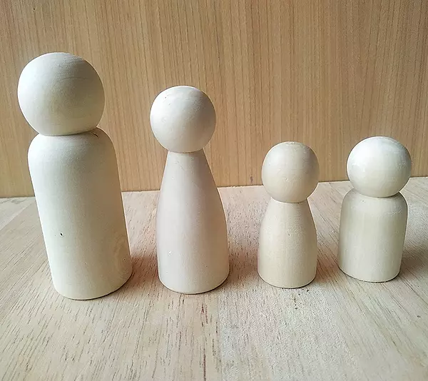 Channapatna Toys Peg Dolls – Wood Unfinished
