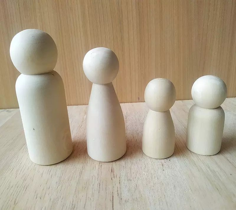 Channapatna Toys Peg Dolls – Wood Unfinished