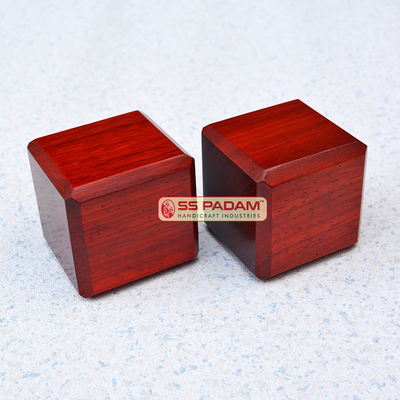 Red Padauk Wood Paperweight Pair