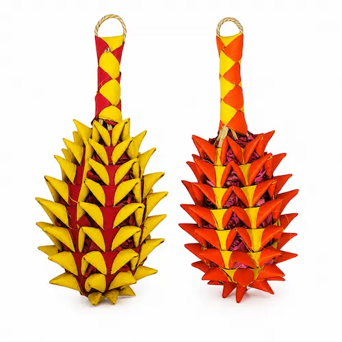 palm leaf pineapple bird foraging toy for parrots, lovebirds, cockatiels and conures by leafndeor