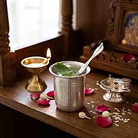 Sterling Silver Panchapatra Set with Utharani Spoon
