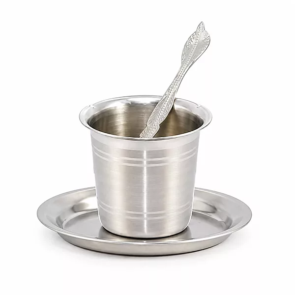 Sterling Silver Pancha Pathiram Set with Plate | Panchapatra & Uddharani Pooja Set