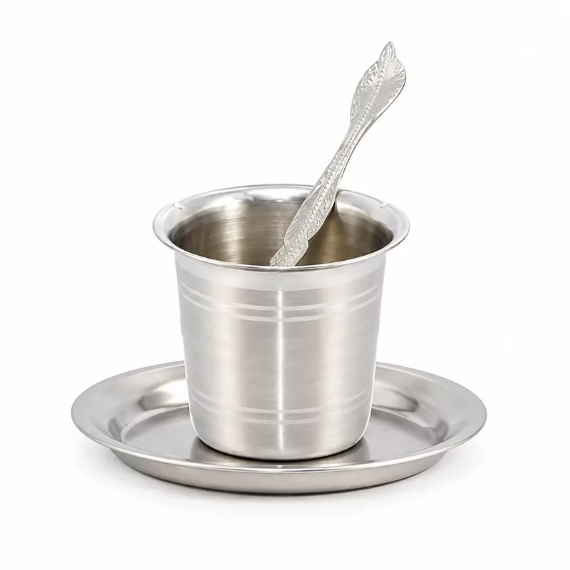 Sterling Silver Pancha Pathiram Set with Plate | Panchapatra & Uddharani Pooja Set